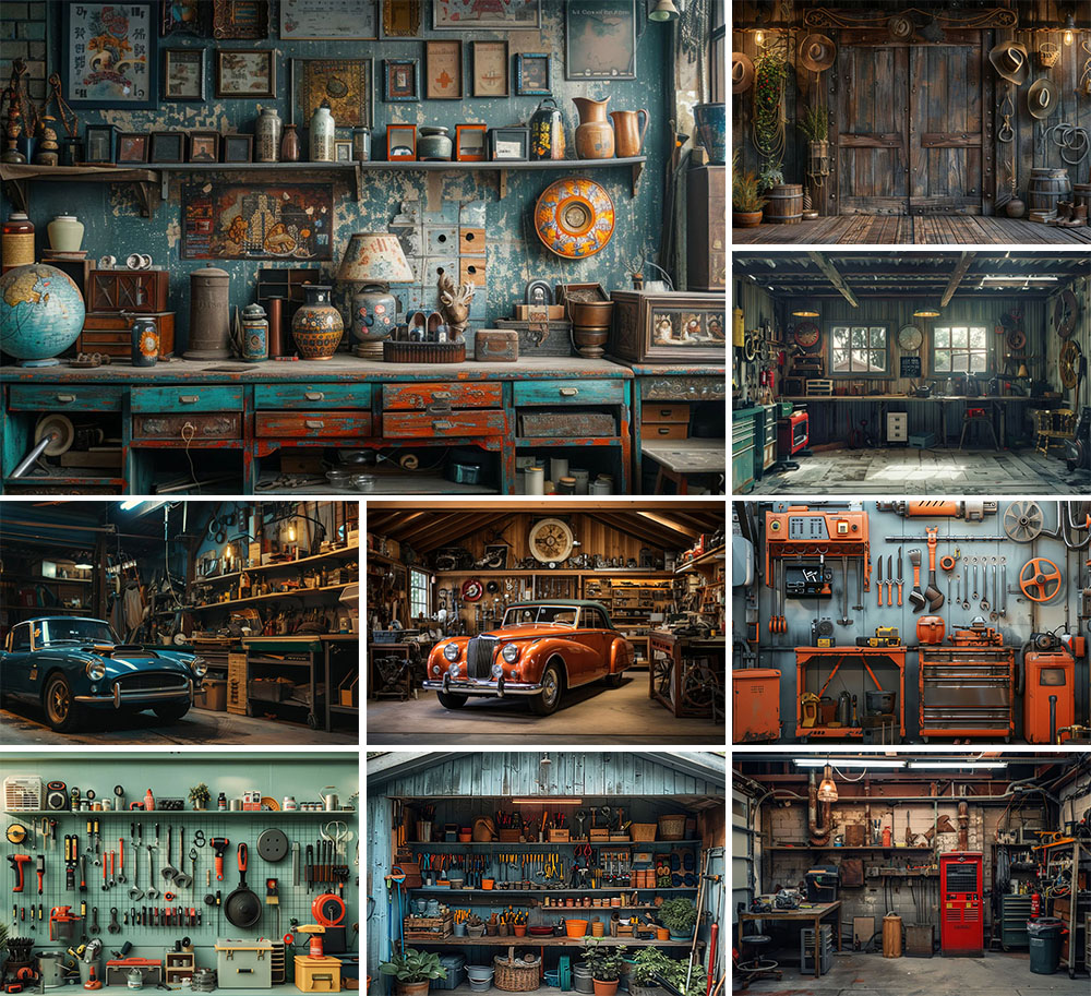 Workshop Tools Photos - Mehofond photographie fond Vintage Garage voiture